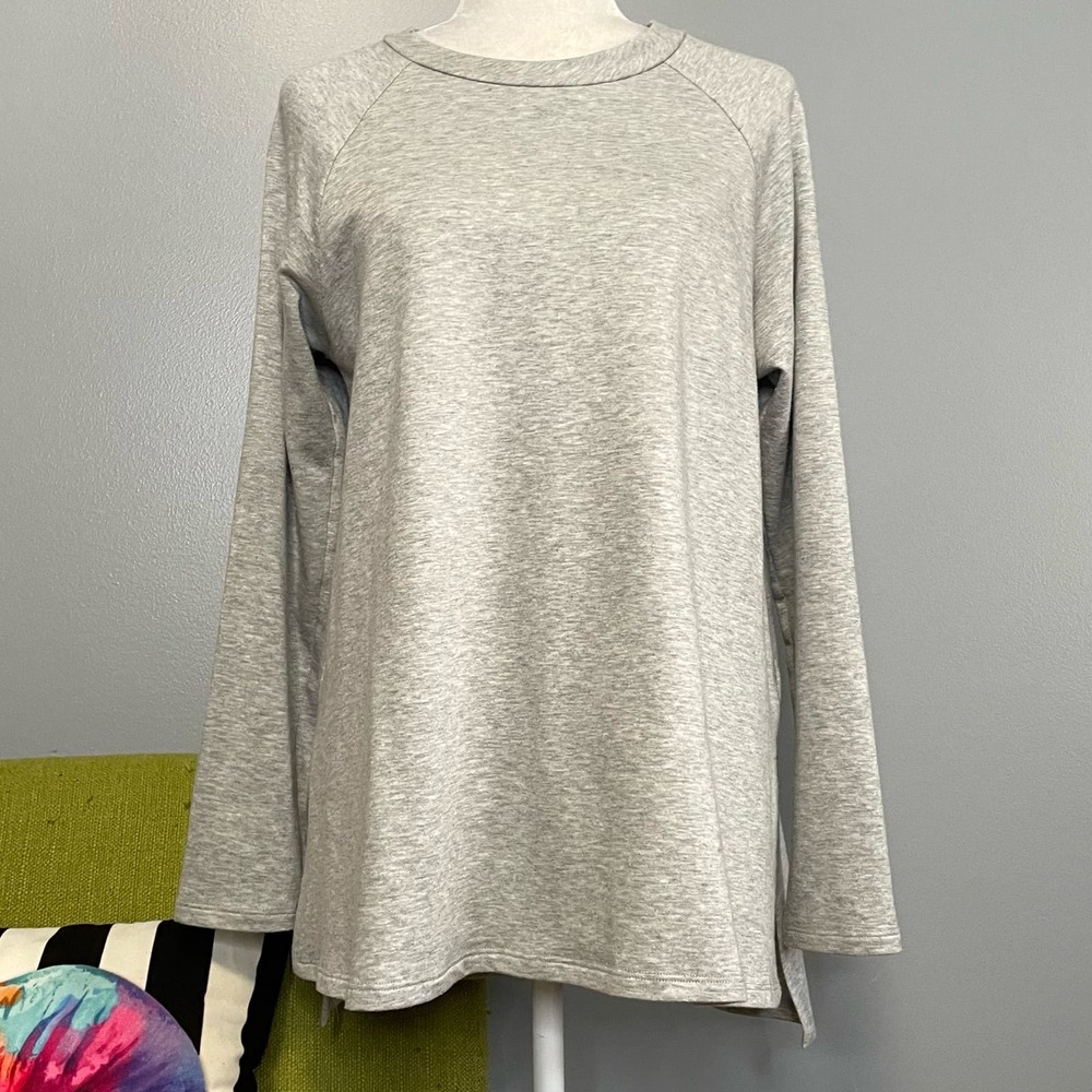 Eileen Fisher Gray Long Sleeve Tencel Pullover Top